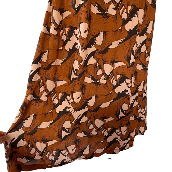 Petite Francaise maxi long dress abstract floral design high neck button - Picture 5 of 9